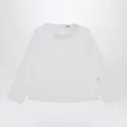[Il Gufo] White jersey with ruffle collar 6 Y White