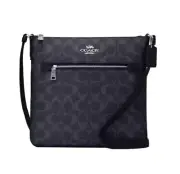 Coach Rowan Denim/Midnight Navy Signature Coated Canvas/Leather File Bag (CS192)