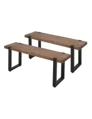 [Levede] Wooden Bench Chair x2 in Brown