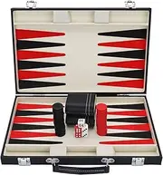 KAILE Backgammon Set with Travel Leatherette Carrying Case for Kids and Adults Black and Red Backgammon Set with Travel Leatherette Carrying Case for Kids and Adult