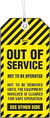 Out of Service Indoor/Card Tags with Eyelet and String 100-Pieces