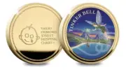 Peter Pan's Tinker Bell - 24 Carat Gold Plated Coloured Coin / Medal - New