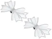 [uxcell] Rhinestone Shoe Clips, 1 Pair Detachable Classic Fashion Sparkling Bow Heels Accessories Decoration for Wedding Bridal Party Daily Wearing Accessories White