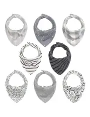 [The Peanutshell] Cotton Bandana Feeding Adjustable Bib Set 8 Piece in Multi