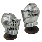 Medieval Close European Helmet Tournament Armor Helmet SCA Larp Cosplay W/Stand