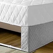 Box Spring Cover, Wrap Around Box Spring Cover King Size,16 Inch Quilted Drop Dust Alternative for Bed Skirt with Elastic Belts,Three Fabric Sides, Easy Fit (Silver, King)