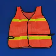 NEW MADE IN USA ORANGE W/YELLOW 3M REFLECTIVE TAPE SAFETY VEST ONE SIZE FITS ALL
