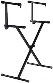 MR DJ KS500 2 Tier Double X Keyboard Stand with Adjustable Height, Portable Two-