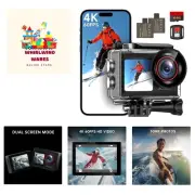 4K60FPS 30MP Action Camera with Front LCD and Touch Rear Screens, Underwater ...