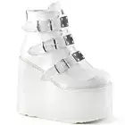 Demonia SWING-105 Platform Ankle Boot, White Vegan Leather, Women's 6