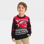 NWT Boys' Disney Cars Lightning McQueen Christmas Pullover Sweater - Black 2T