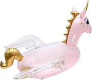 Kisangel Inflatable Unicorn Floating Bed Swimming Mat for Adults Portable Water Pad for Summer Fun for Pool Parties and Beach Relaxation