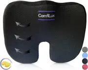 Memory Foam Seat Cushion - Ergonomic Back, Sciatica, Tailbone Pain Relief Pad -