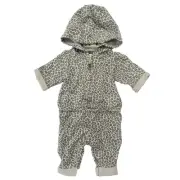 Infant Girls Brown & Tan Hooded Leopard Print Jumper Romper Zip Front NB