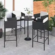 Bar Stools 4 pcs with Cushions Black Poly Rattan,Poly Rattan Outdoor Bar Stools for Patio, Balcony, and Garden Patio Seating