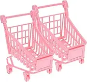 Hohopeti 2pcs Mini Shopping Cart Cute Trolley for Home Office Storage as Photo Props Present for Compact Styles