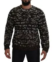Dolce&Gabbana FATTO A MANO Men Brown Sweater Wool Blend Knitted Casual Pullover