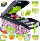 16-in-1 Mandoline Slicer and Vegetable Chopper with Container,Skin Peeler, 8 Bla