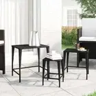 Nesting Tables 3 pcs Black Poly Rattan Modern Furniture Living Room Home D 19384