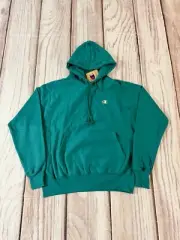 Champion Men Reverse Weave Pullover Embroidered Hoodie Teal Green Size M NWT