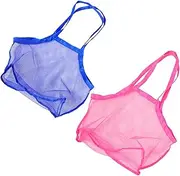 LALADEFIEE 2pcs Breathable Mesh Beach Bag for Boys and Girls Seashell Storage Pouches Travel Toys Tote Sturdy and Water-Resistant Compact and Lightweight
