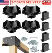 Steel Pergola Kit Corner Brackets 4"x4" 3-Way Gazebo Wood Fence Post Anchor Base