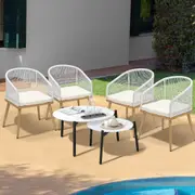 Livsip 6PCS Outdoor Patio Setting Bistro Set Lounge Furniture White Table Sets