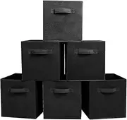 [PowerKing] Storage Bins, Foldable Fabric Storage Cubes And Cloth Storage Organizer Drawer For Closet And Toys Storage,6 Pack，Black