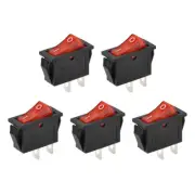 Boat Rocker Switch Red Toggle Switch 2pins ON/OFF AC 250V/16A 5pcs