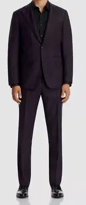Canali Men's Purple Windowpane Wool Slim-Fit Jacket Pants 2-Piece Suit Size 54R