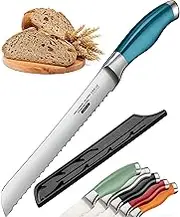 Orblue Serrated Bread Knife Ultra-Sharp Stainless Steel Professional Grade Bread Cutter - Cuts Thick Loaves Effortlessly - (8-Inch Blade with 5-Inch Handle), Blue