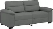 [vidaXL] Dark Grey 2-Seater Fabric Sofa/Couch with Wooden & Metal Frame - Home/Office Lounge - Wide Armrest & Modern Design - 182cm x 81cm x 84cm