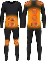 [IMYOGI] Cozy Heated Motorcycle Electric USB Heating Jacket Suit Heating Thermal Underwear Set Heated Shirt Top Clothes for Men Women Not Included Power Bank