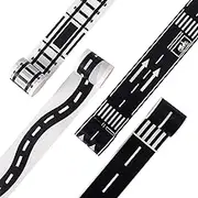 YUBX Highway Washi Tape Set 4 Rolls Black & White Decorative Masking Tapes for Arts, DIY Crafts, Bullet Journals, Planners, Scrapbook, Wrapping 50mm x 5m (2" x 16')
