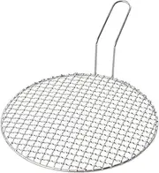 Kichvoe Korean Grill Stainless Steel Barbecue Round Bbq Grill Net Steam Mesh Rack Grate Cooking Grid Grates Korean Charcoal Barbecue Grill with Handle for Camping Outdoor Picnic Korean Bbq Grill Pan