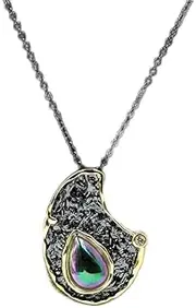 [Generic] Geometric Irregular Color Zircon Pendant Clavicle Chain Black Necklace 925 Jewelry
