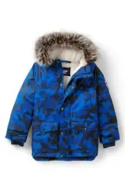 LANDS' END Little Boys 4 Camo Blue Expedition Down Sherpa Lined Parka NWT $180