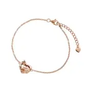 Snoopy Woodstock PEANUTS Bracelet Silver 925 Pink Gold Plated Heart PNT-B002PG