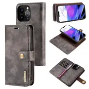 DG.Ming iPhone 14 Pro Detachable Classic Folio Case Cover Apple 14Pro [Grey]