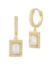 Glaze Jewelry 14K Over Silver CZ Drop Huggie Earrings
