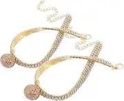 TOGEVAL 2pcs Elastic Rhinestone Cat Dog Collar with Bell Stylish Pet Necklace for Daily Wear Hollow Bell for Easy Tracking Comfortable Fit for Cats and Dogs