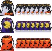 Leifide 24 Pcs Halloween Drawstring Candy Bags 7 x 5 Inch Snack Bags Small Trick