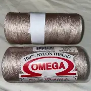 Lot of 2 Omega #2 100% Nylon Thread 275m 300yd for the Finest crochet Knitting