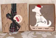 MUD PIE Santa Paws Dog on Sleigh Sled Ornament in Box with Bow