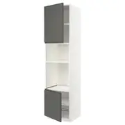 METOD hi cb f oven/micro w 2 drs/shelves, white/Voxtorp dark grey, 60x60x240 cm