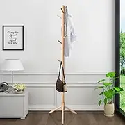 Coat Rack, High-Grade Solid Wooden Coat Hanger Stand with 8 Hooks, Coat Tree Free Standing for Hallway Entryway Bedroom, Clothes Rack for Clothes Suits Accessories