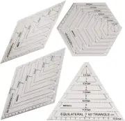 Quilting Ruler Set, 4Pcs Clear Plastic Quilting Square Template | Triangle, Hexa