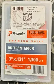Paslode 3" x 0.131" 30-Degree Bright Smooth Shank Collated Framing Nails 1000 Cn
