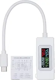USB-C Voltage Tester Meter Type-C Voltage and t Tester Meter 4-30V 0-6.5A 195W Type-C USB Charger Voltmeter with Color Display