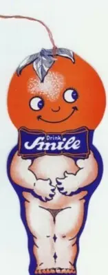 Original 1950's, Smile Soda, 2 Sided, Sign, Heavy Paper Fan Pull. String Hung